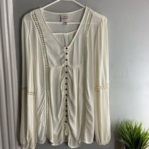 Target Knox Rose White Boho Long Sleeve Tunic Size S